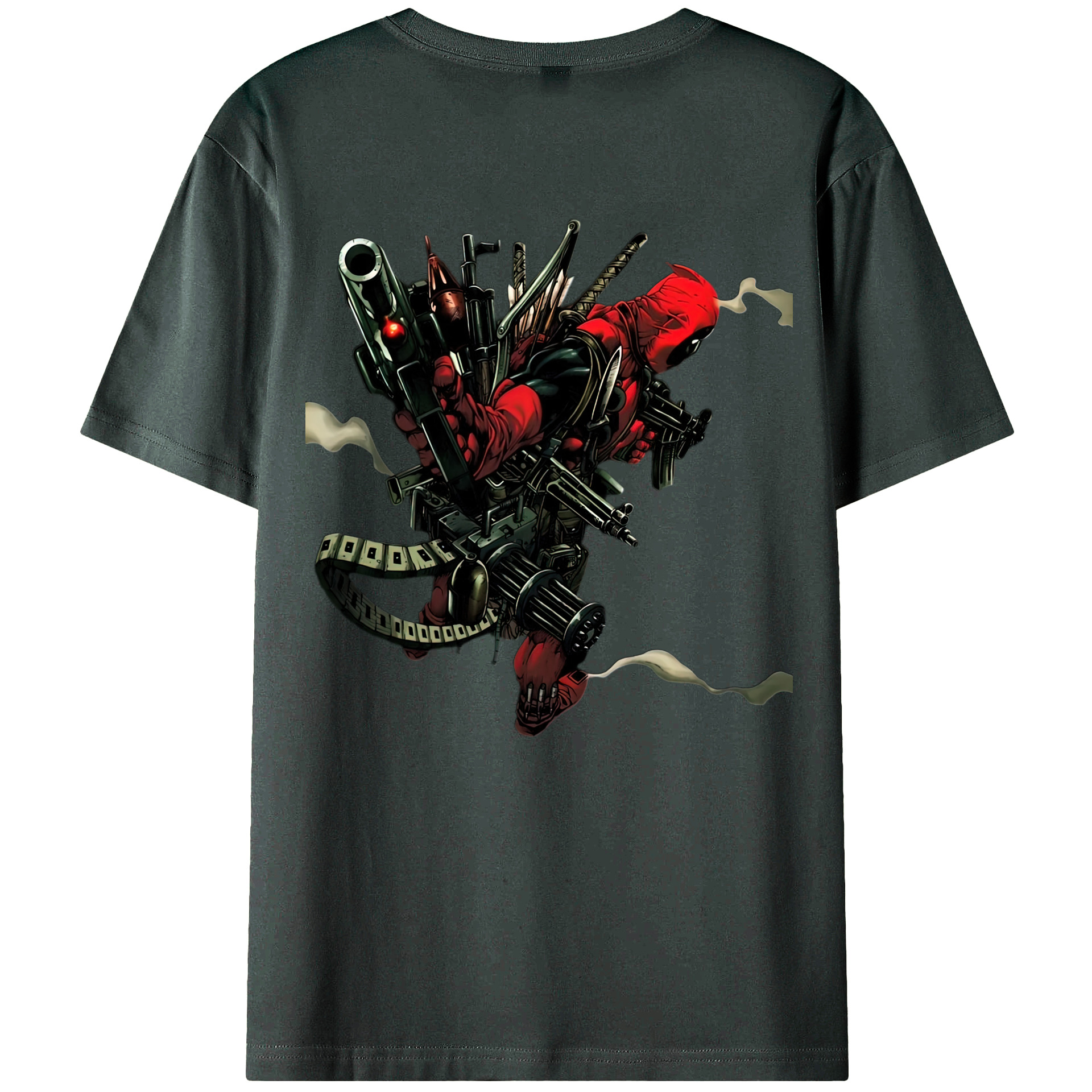 （画像用） Deadpool デッドプール 綿100％ メンズ半袖Tシャツ（バックプリント） 通気性